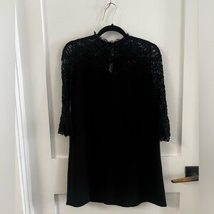 Black lace inset shift dress
